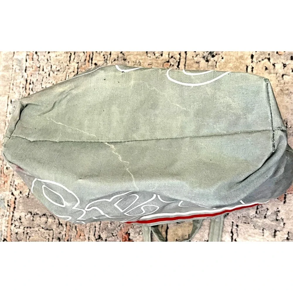 Vintage LE BAG Canvas Tote Bag Teal Grey Shopper Books Crafts Travel Beach Art - Picture 9 of 16